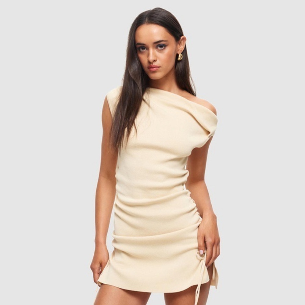 NWT Lioness Original Sin One-Shoulder Dress - Cream/Butter